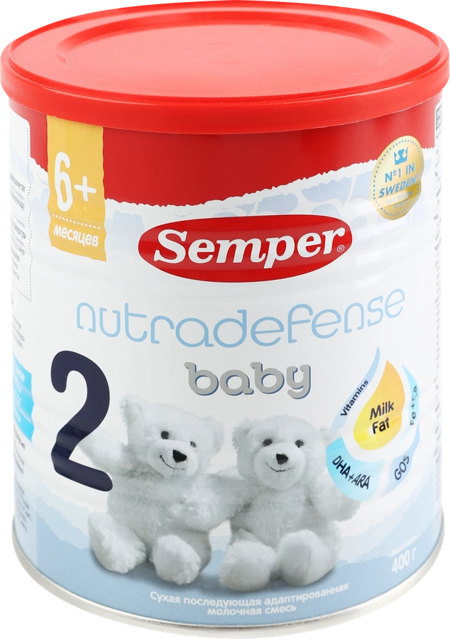 Смесь молочная SEMPER Nutradefense Baby 2, с 6 месяцев, 400г