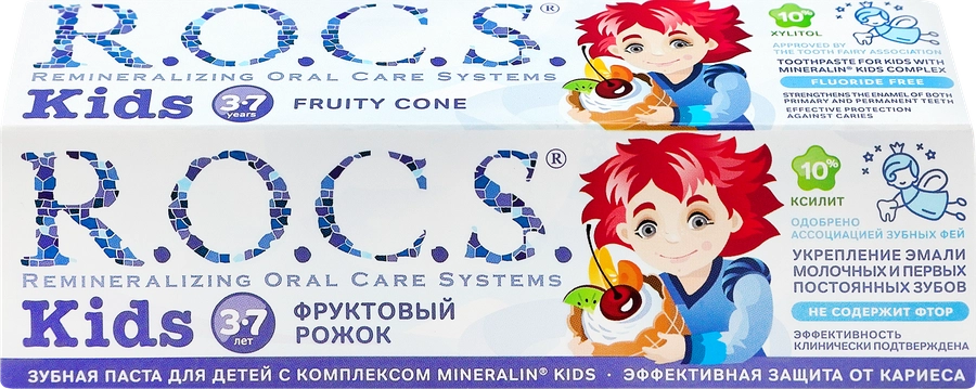 Зубная паста детская R.O.C.S. Фруктовый рожок, без фтора, 45г