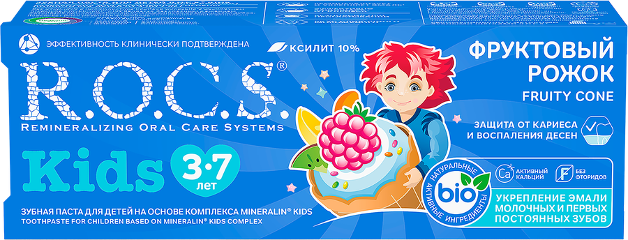 Зубная паста детская R.O.C.S. Фруктовый рожок, без фтора, 45г