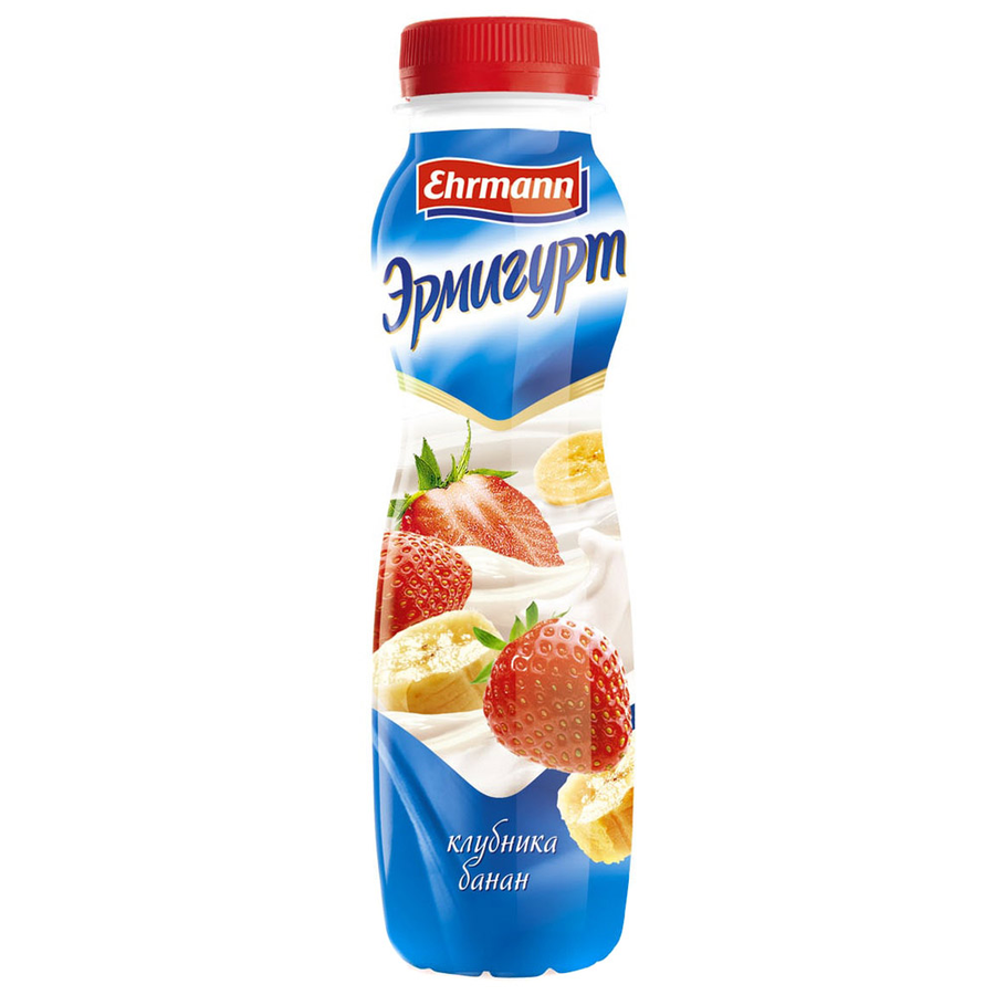 Напиток йогуртный питьевой EHRMANN Эрмигурт с клубникой и бананом 1,2%, без змж, 290г