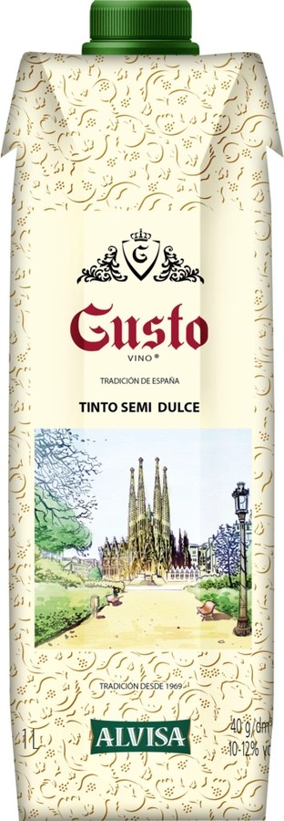 Вино GUSTO Vino красное полусладкое, 1л