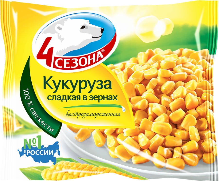 Кукуруза замороженная 4 СЕЗОНА сладкая, зерно, 400г, предпросмотр