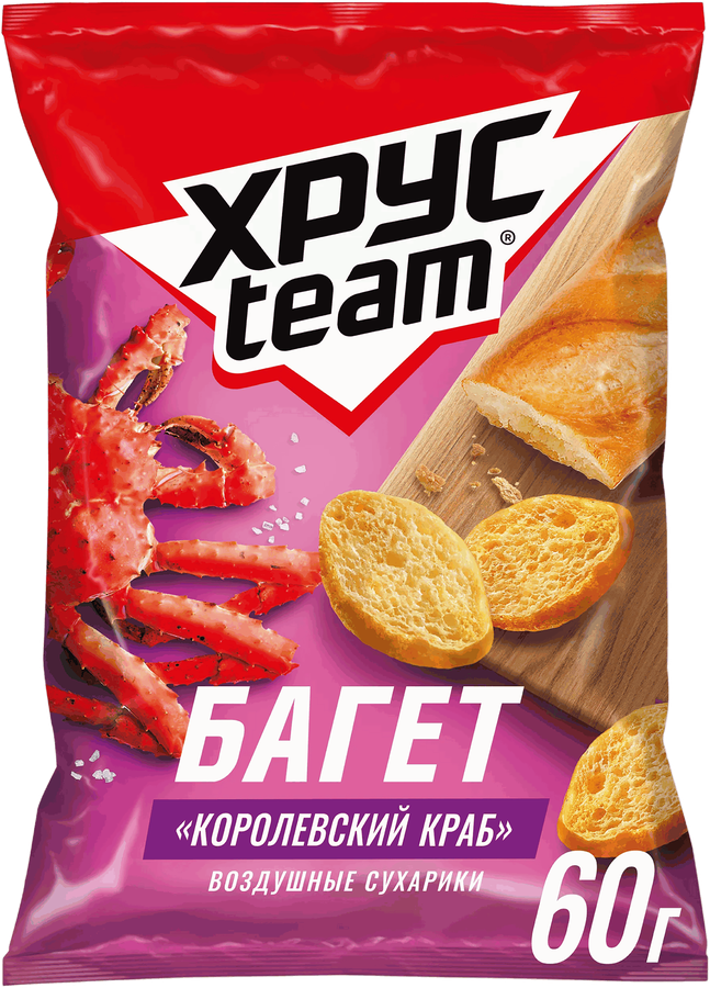 Сухарики ХРУСTEAM багет Королевский краб, 60г