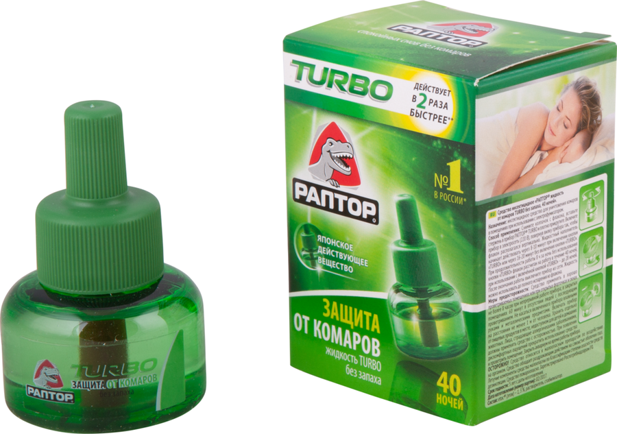 Жидкость от комаров РАПТОР Turbo 40 ночей, 35мл