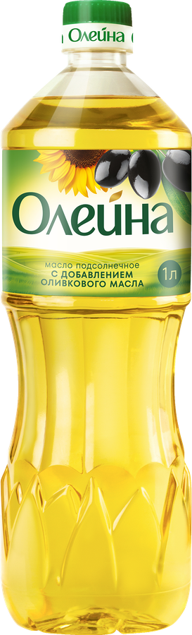 Масло растительное ОЛЕЙНА подсолнечное и оливковое рафинированное 1-й сорт, 1л