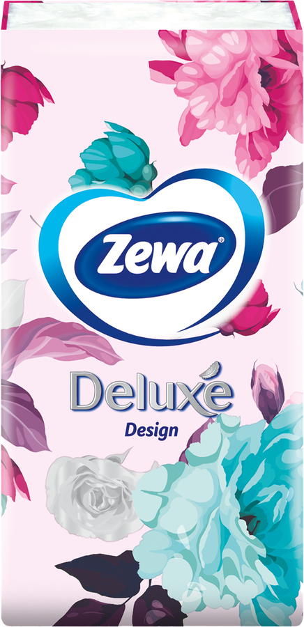 Платочки бумажные носовые ZEWA Deluxe Design 3-слоя