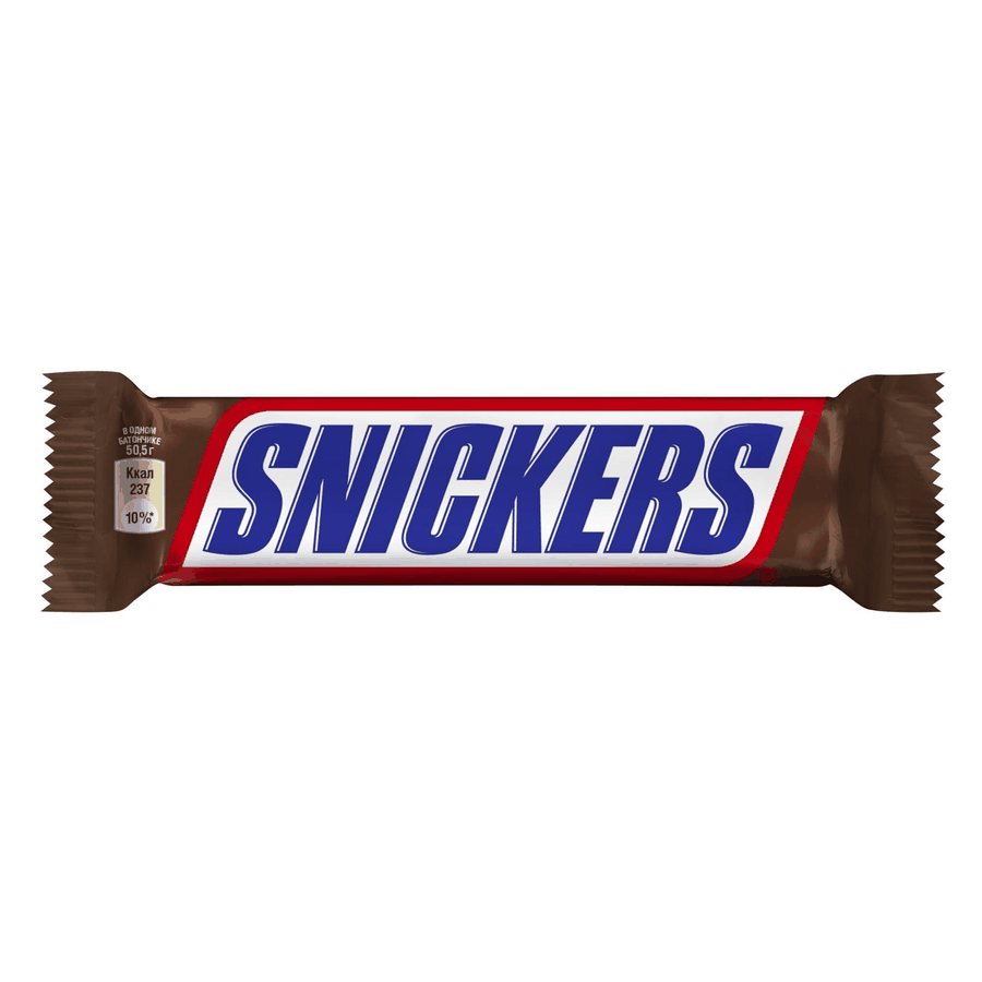 Батончик шоколадный SNICKERS с карамелью, арахисом и нугой, 50,5г