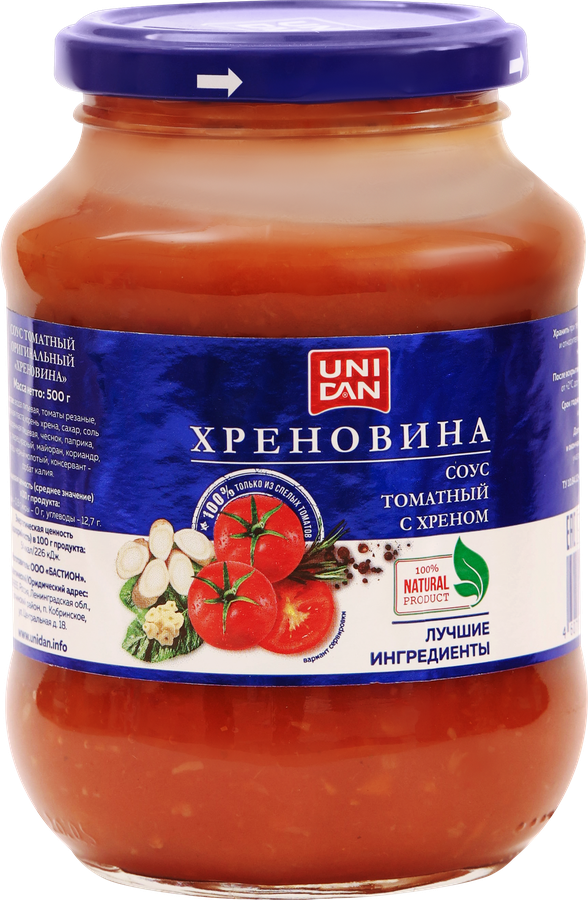Соус UNI DAN Хреновина томатный, 500г
