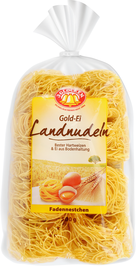 Макароны 3 GLOCKEN Gold-Ei Landnudeln гнезда, 500г