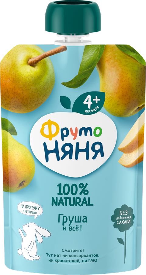 Пюре фруктовое ФРУТОНЯНЯ Груша, с 4 месяцев, 90г