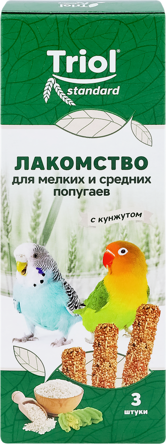 Лакомство для попугаев TRIOL с кунжутом, для мелких и средних пород, 80г