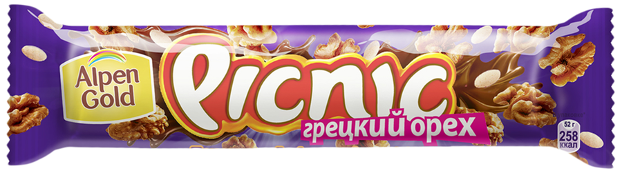 Шоколадный батончик PICNIC Грецкий орех, 52г