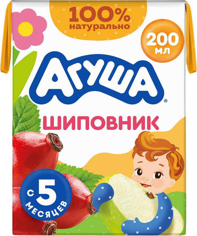Сок детский АГУША Яблоко-шиповник, с 5 месяцев, 200мл