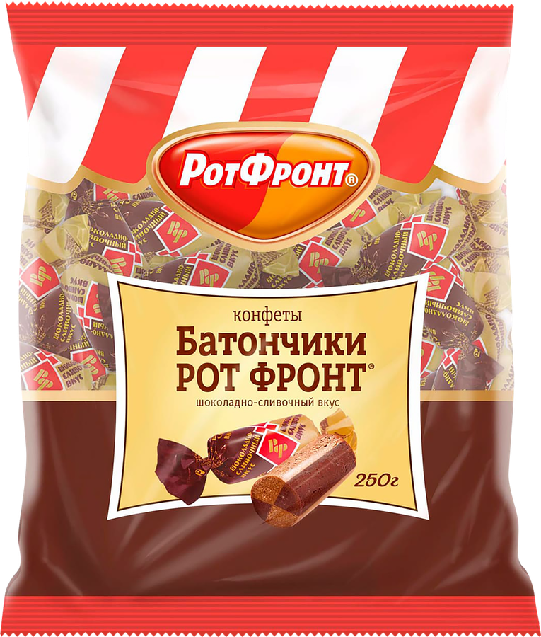 Конфеты РОТ ФРОНТ Батончики шоколадно-сливочный вкус, 250г