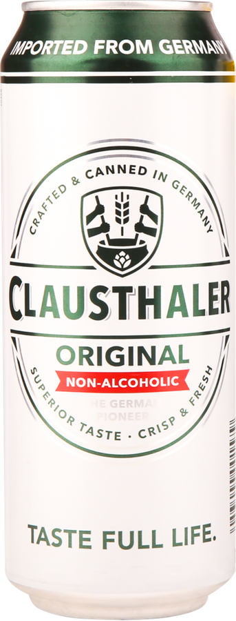 Пиво светлое безалкогольное CLAUSTHALER Original фильтрованное пастеризованное, не более 0,5%, ж/б, 0,5л