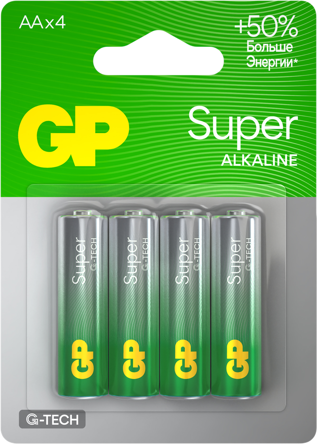 Батарейки алкалиновые GP Super Alkaline АА, 4шт