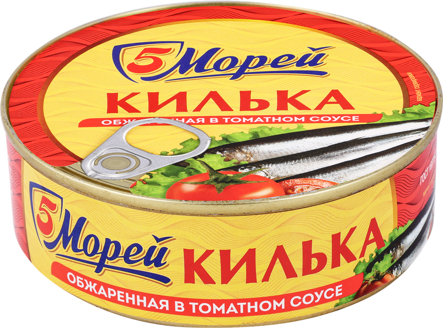 Килька 5 МОРЕЙ в томатном соусе, обжаренная, 240г