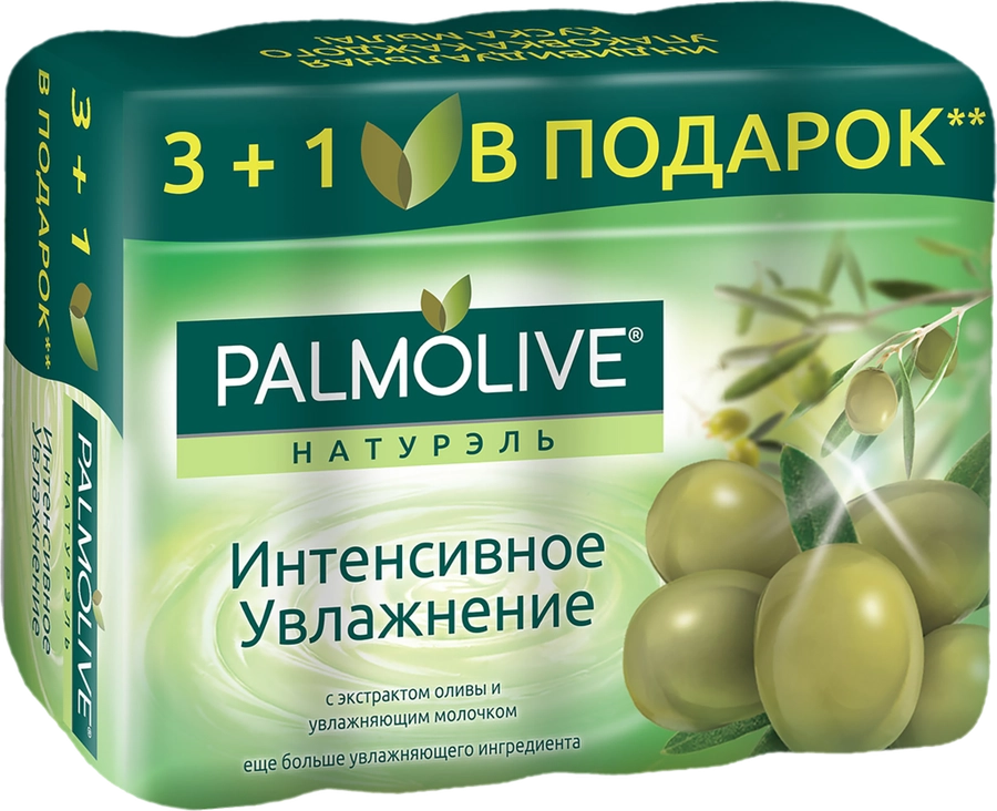 Туалетное мыло PALMOLIVE Натурэль Интенсивное увлажнение с экстрактом оливы и увлажняющим молочком, 4х90г