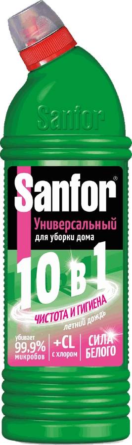 Средство для туалета, ванной и кухни SANFOR 10в1 Universal Летний Дождь, антимикробное с хлором, 1кг