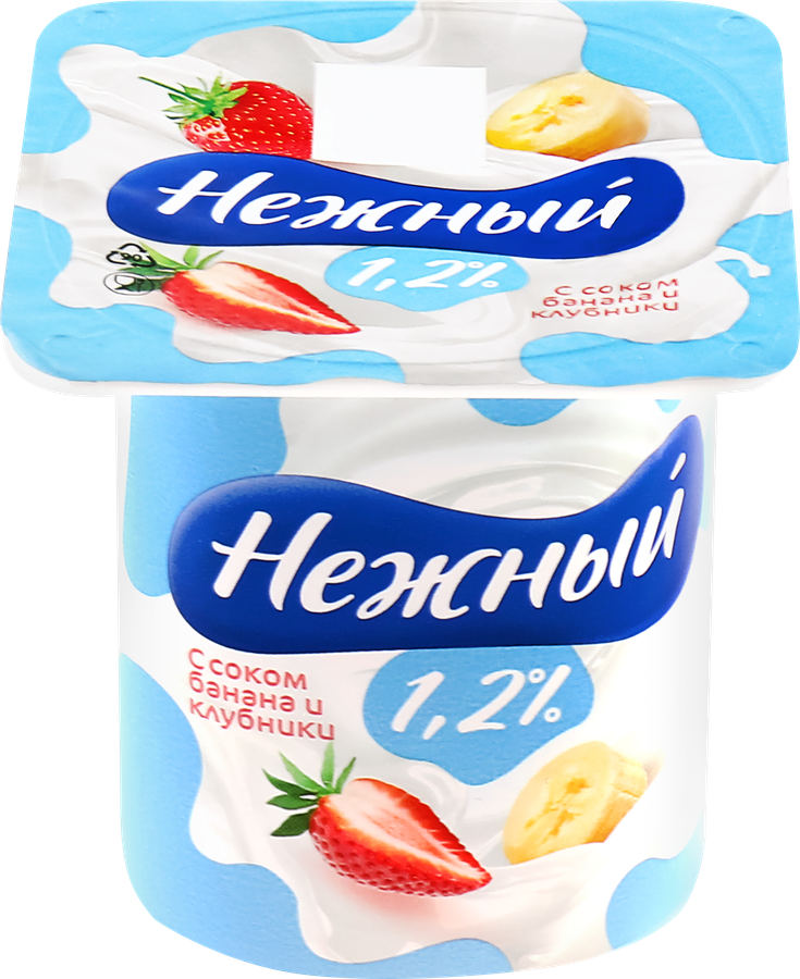 Продукт йогуртный CAMPINA Нежный с соком банана и клубники 1,2%, без змж, 100г