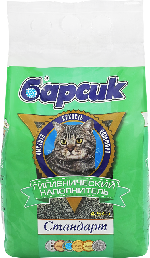 Наполнитель глиняный для кошачьего туалета БАРСИК Стандарт, впитывающий, 4.5л