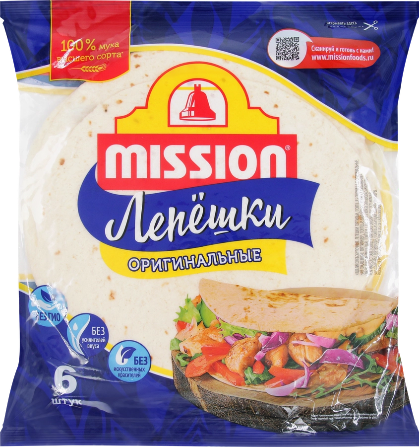 Лепешки пшеничные MISSION Deli тортильи оригинальные, 250г