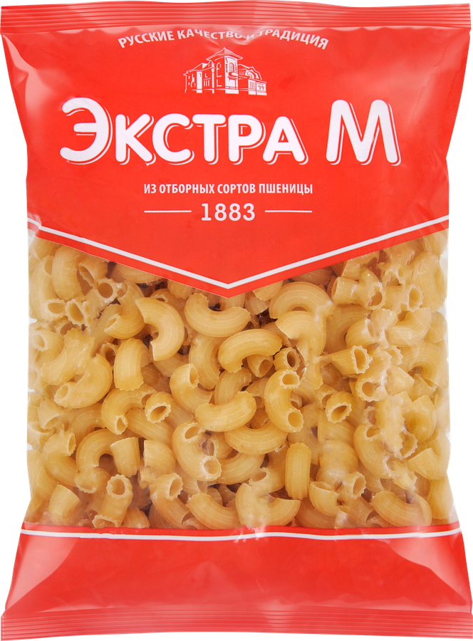 Макароны ЭКСТРА М Рожки классические №88 группа В высший сорт, 400г