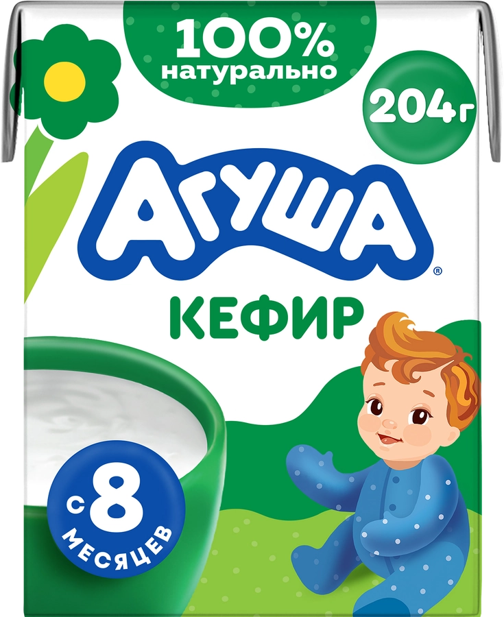 Кефир для детей АГУША 3,2%, без змж, 204г