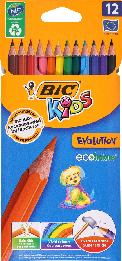 Карандаши цветные BIC Kids Evolution ECOlutions 12 цветов Арт. 829029