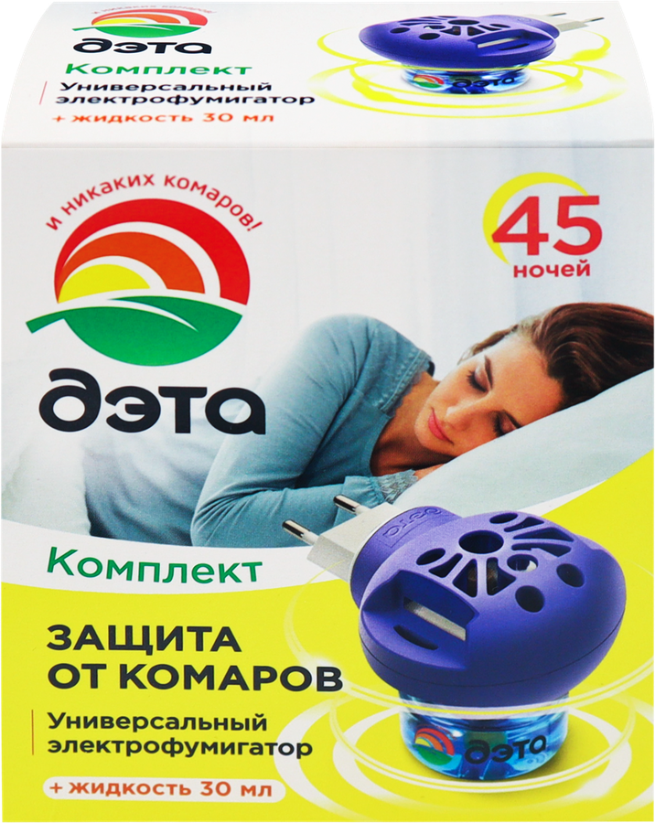 Комплект от комаров ДЭТА Insecto Жидкость от комаров 45 ночей, 30мл + Электрофумигатор