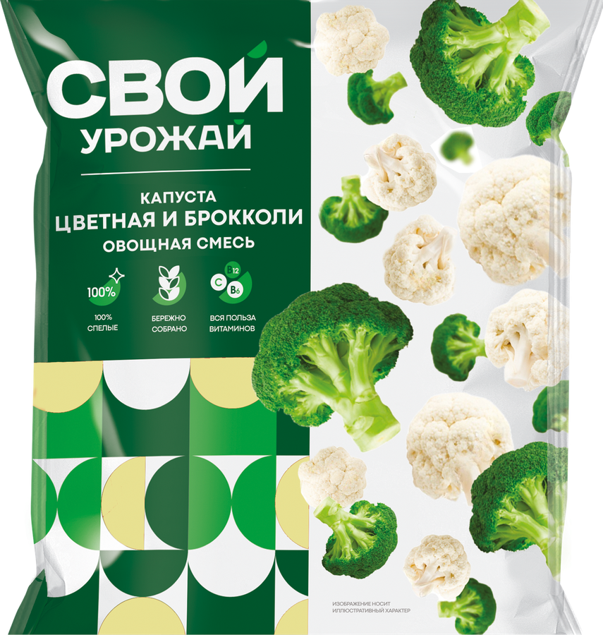 Смесь овощная СВОЙ УРОЖАЙ капуста цветная и брокколи, 400г