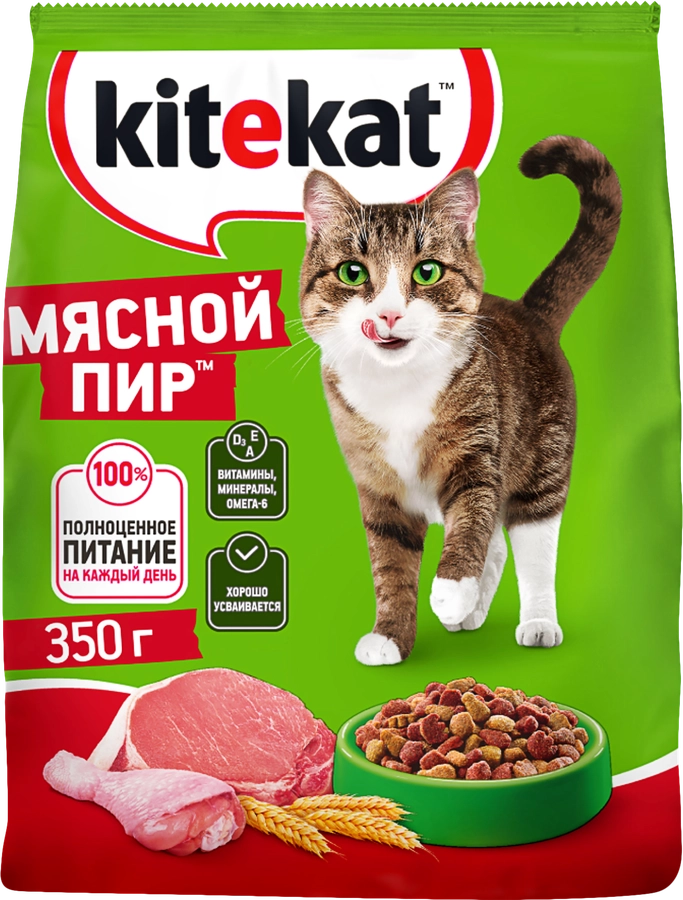 Корм сухой для кошек KITEKAT Мясной пир, 350г