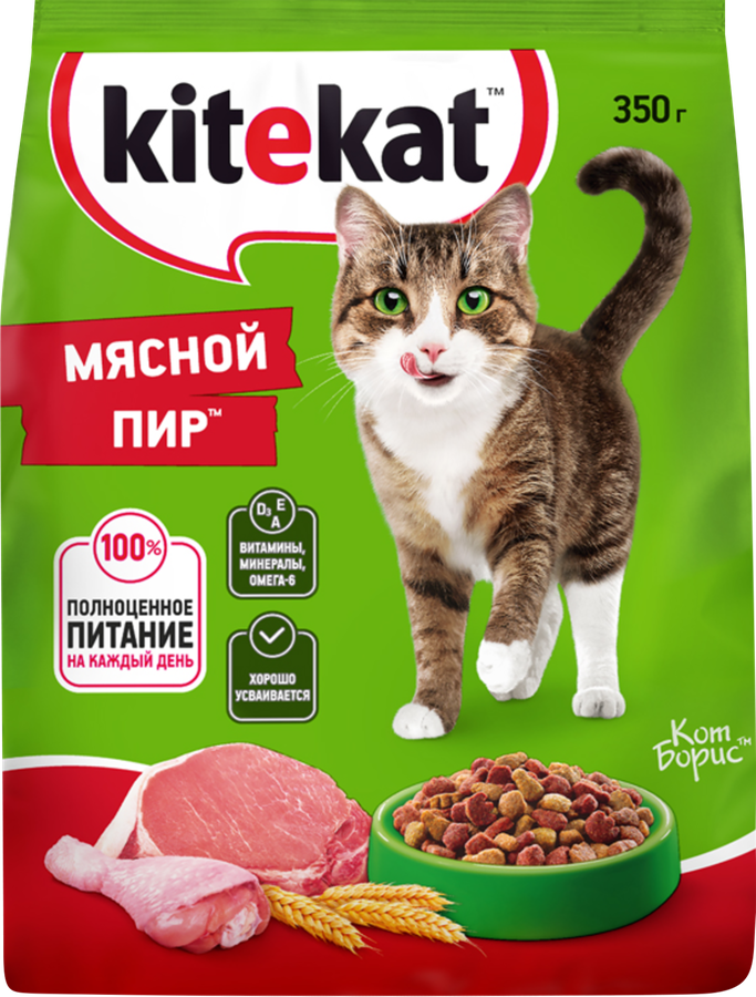 Корм сухой для кошек KITEKAT Мясной пир, 350г