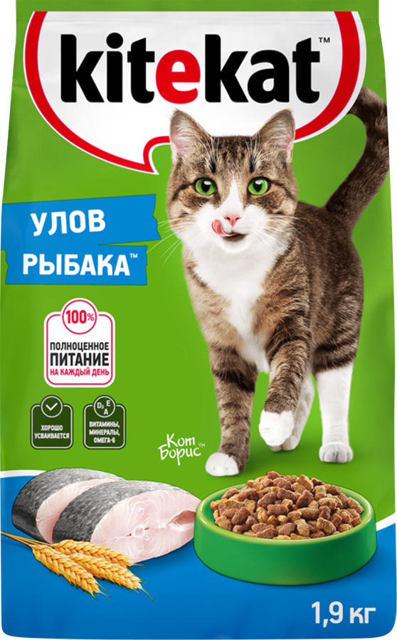 Корм сухой для кошек KITEKAT Улов рыбака, 1,9кг