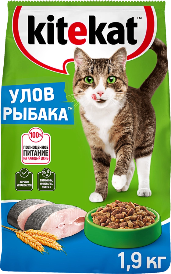 Корм сухой для кошек KITEKAT Улов рыбака, 1,9кг