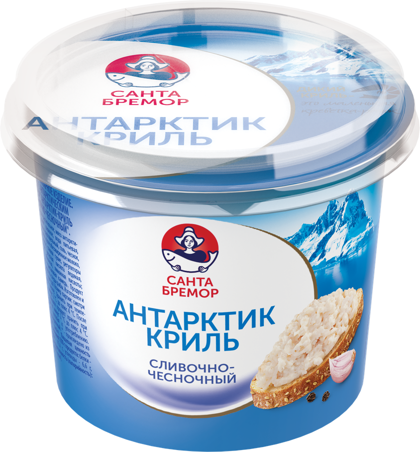 Крем-паста из морепродуктов САНТА БРЕМОР Антарктик-Криль сливочно-чесночный, 150г