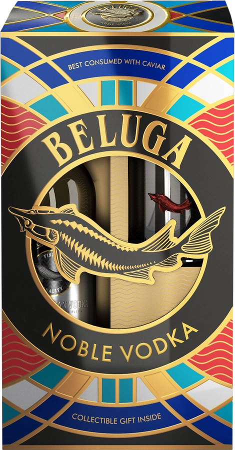 Водка BELUGA Noble 40%, со стаканом рокс, п/у, 0.7л