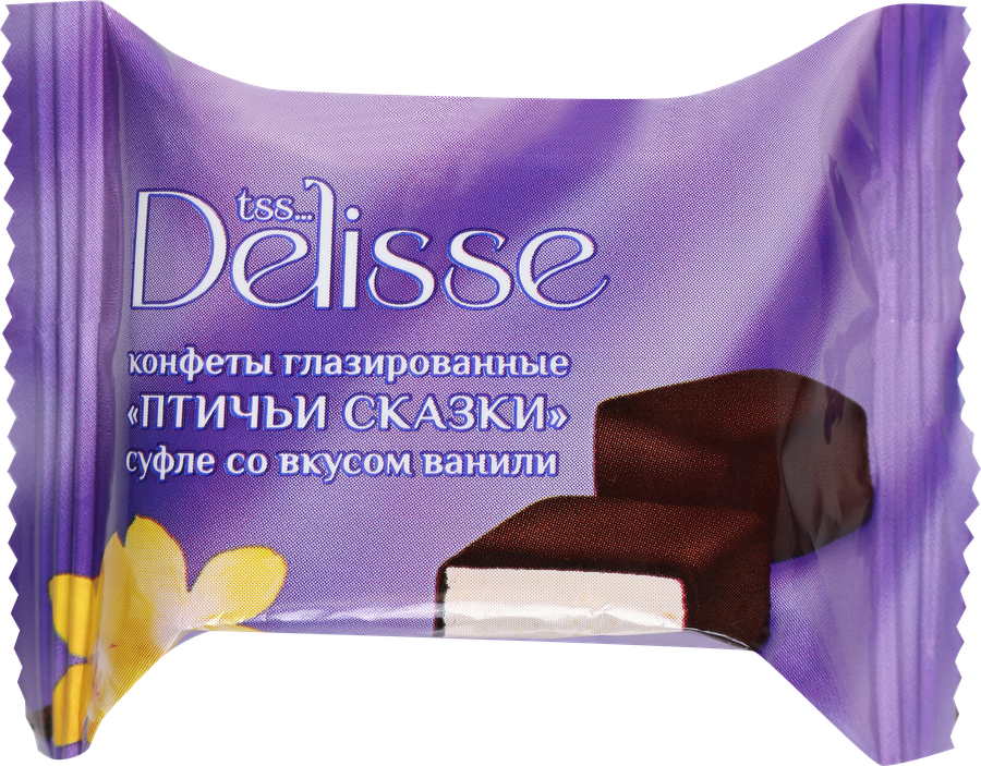 Конфеты DELISSE Птичьи сказки в кондитерской глазури, нежное суфле со вкусом ванили, весовые
