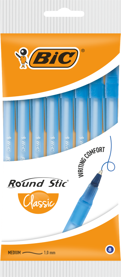 Набор шариковых ручек BIC Round Stic Classic, синий, 8шт