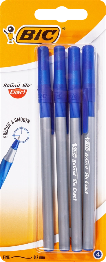 Набор шариковых ручек BIC Round Stic Exact 0,7мм синий Арт. 932857, 4шт