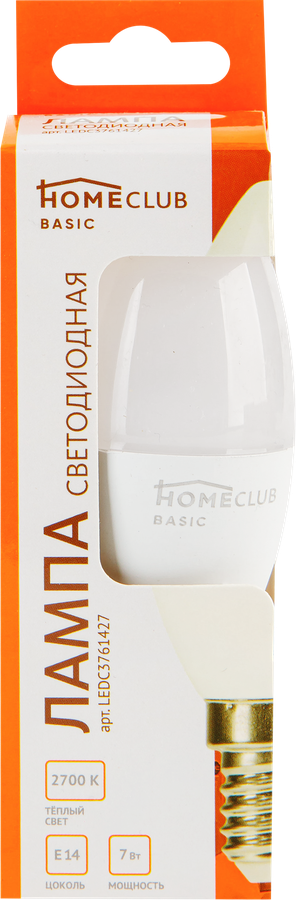 Лампа светодиодная HOMECLUB C37 E14, 5,5/7Вт 2700К Арт. LEDC3761427