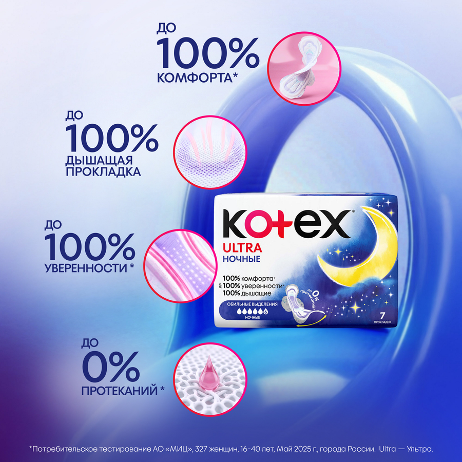 Прокладки ночные KOTEX Ultra, 14шт, предпросмотр