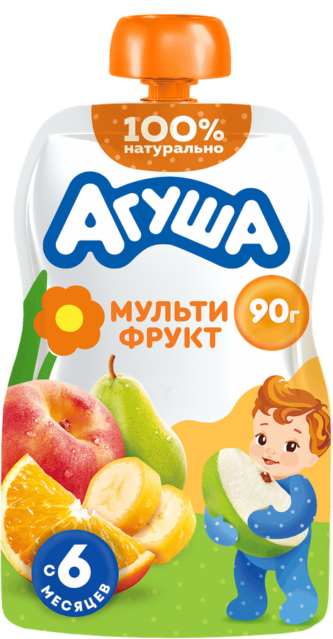 Пюре фруктовое детское АГУША Мультифрукт, с 6 месяцев, 90г
