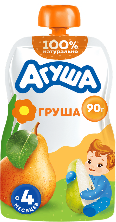 Пюре фруктовое детское АГУША Груша, с 4 месяцев, 90г