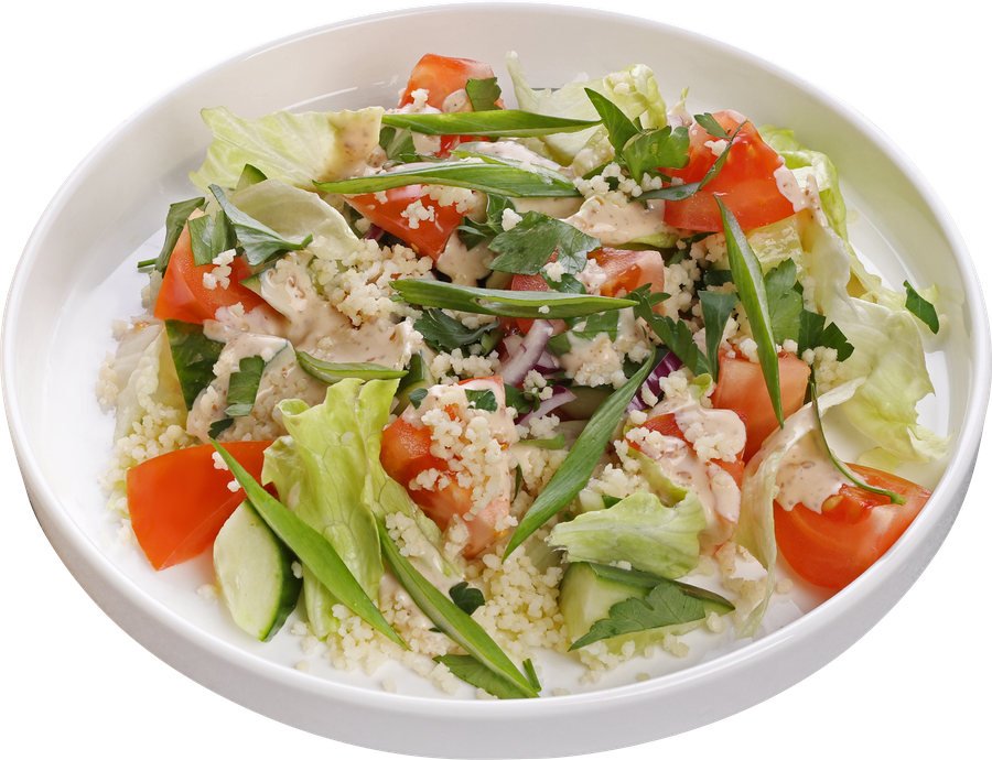 Салат Табуле с кускусом и кунжутным соусом