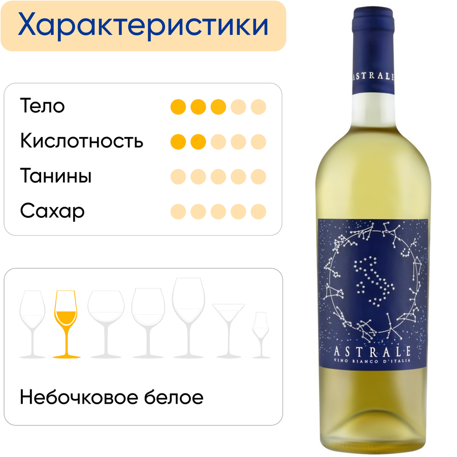 Вино ASTRALE белое сухое, 0.75л, предпросмотр