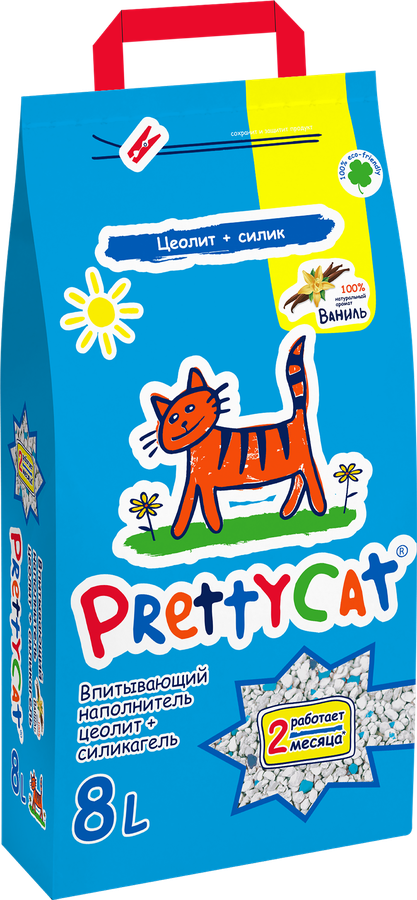 Наполнитель глиняный для туалета домашних животных PRETTYCAT впитывающий 
ваниль, 4кг