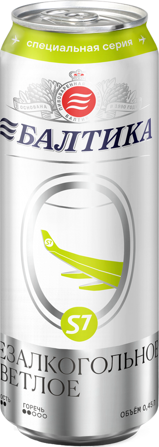 Пиво светлое безалкогольное БАЛТИКА 0, 0,5%, ж/б, 0.45л, предпросмотр
