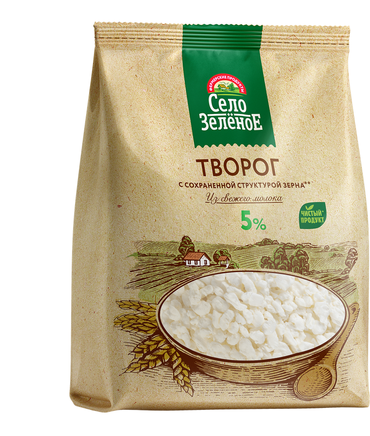 Творог СЕЛО ЗЕЛЕНОЕ 5%, без змж, 500г, предпросмотр