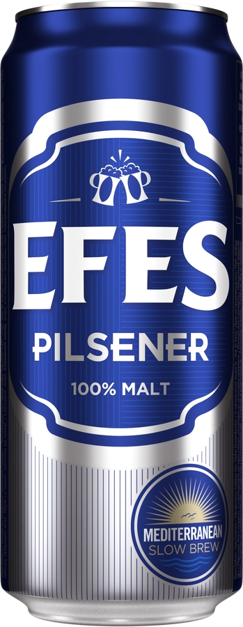 Пиво светлое EFES Pilsener пастеризованное, 5%, ж/б, 0.45 л